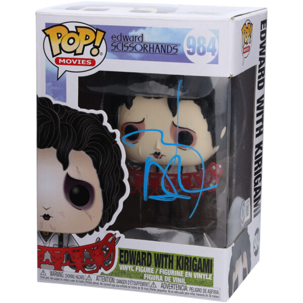 Johnny Depp Edward Scissorhands Autographed Edward with Kirigami #984 Funko Pop! Vinyl Figure - Signed in Blue Ink - BAS