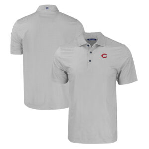 Men's Cutter & Buck Gray Cincinnati Reds Pike Eco Tonal Geo Print Stretch Recycled Polo
