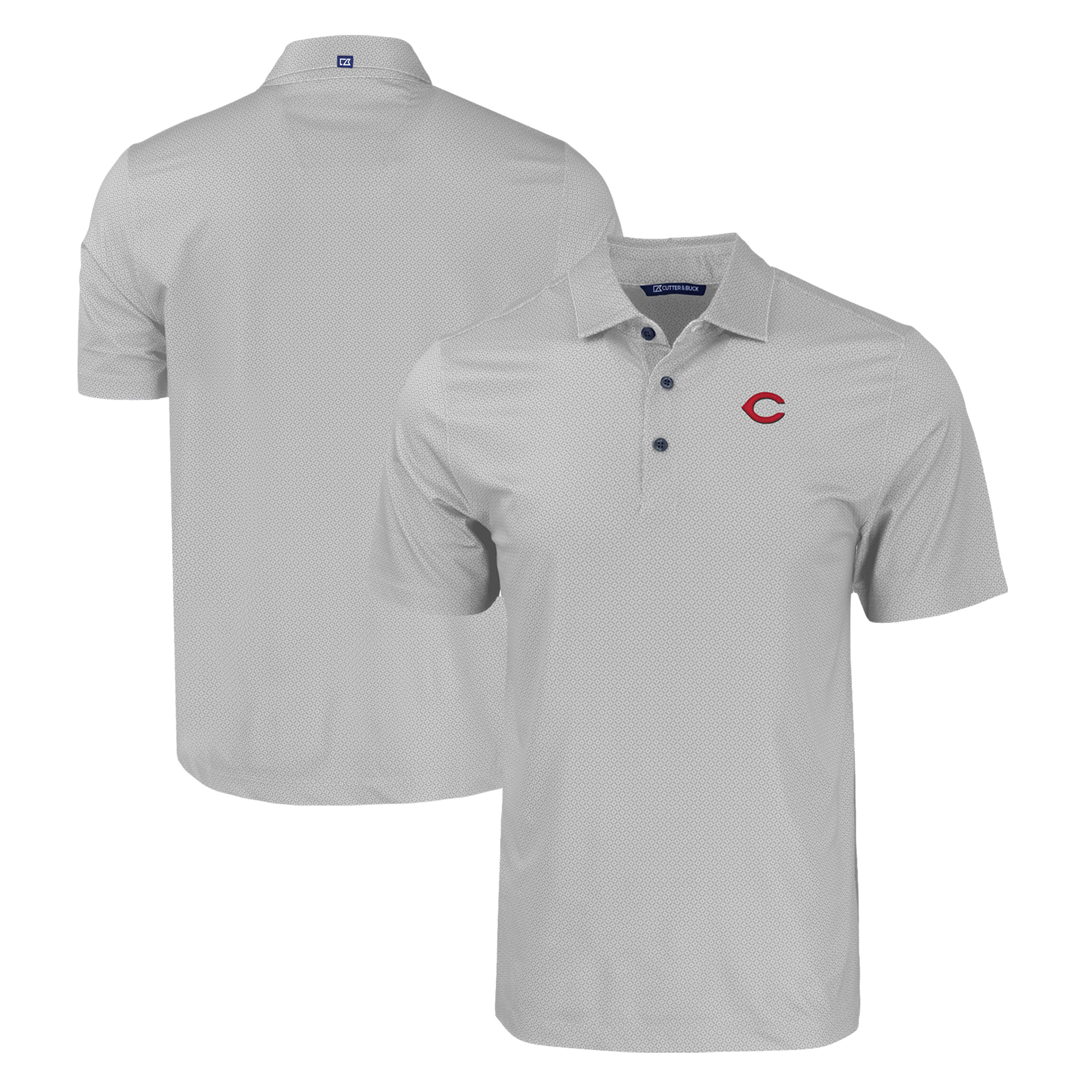 Men's Cutter & Buck Gray Cincinnati Reds Pike Eco Tonal Geo Print Stretch Recycled Polo