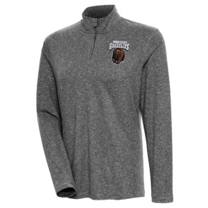 Women's Antigua  Heather Black Montana Grizzlies Confront Quarter-Zip Pullover Top