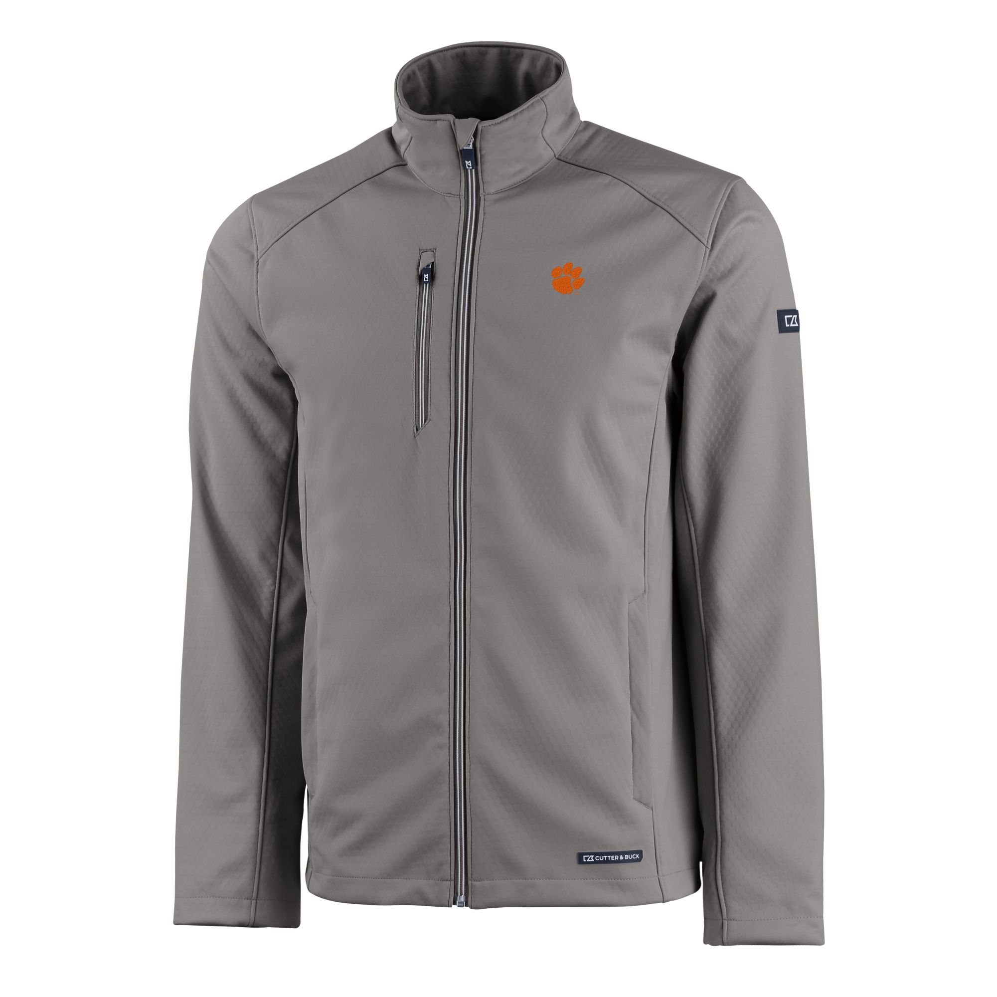 Men's Cutter & Buck Gray Clemson Tigers Evoke Eco Softshell Recycled Full-Zip Jacket - Image 3