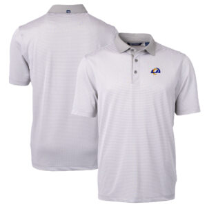 Men's Cutter & Buck Gray/White Los Angeles Rams Big & Tall Virtue Eco Pique Micro Stripe Recycled Polo