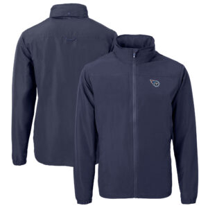 Men's Cutter & Buck  Navy Tennessee Titans  Big & Tall Charter Eco Knit Recycled Full-Zip Jacket