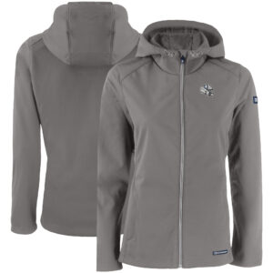 Women's Cutter & Buck Gray Indianapolis Colts Evoke Eco Softshell Recycled Full-Zip Hooded Jacket