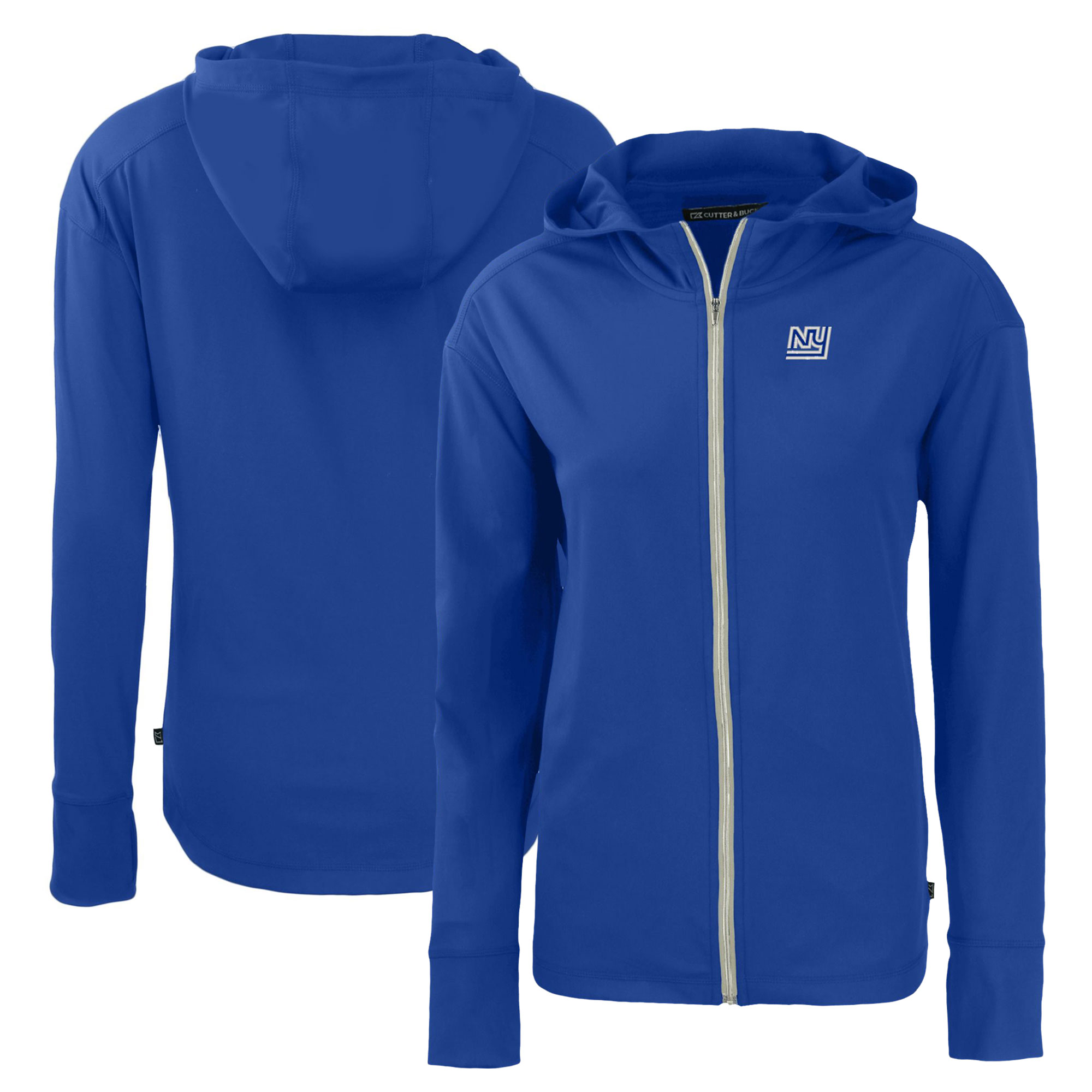 Women's Cutter & Buck Royal New York Giants Throwback Daybreak Eco Recycled Half-Zip Hoodie