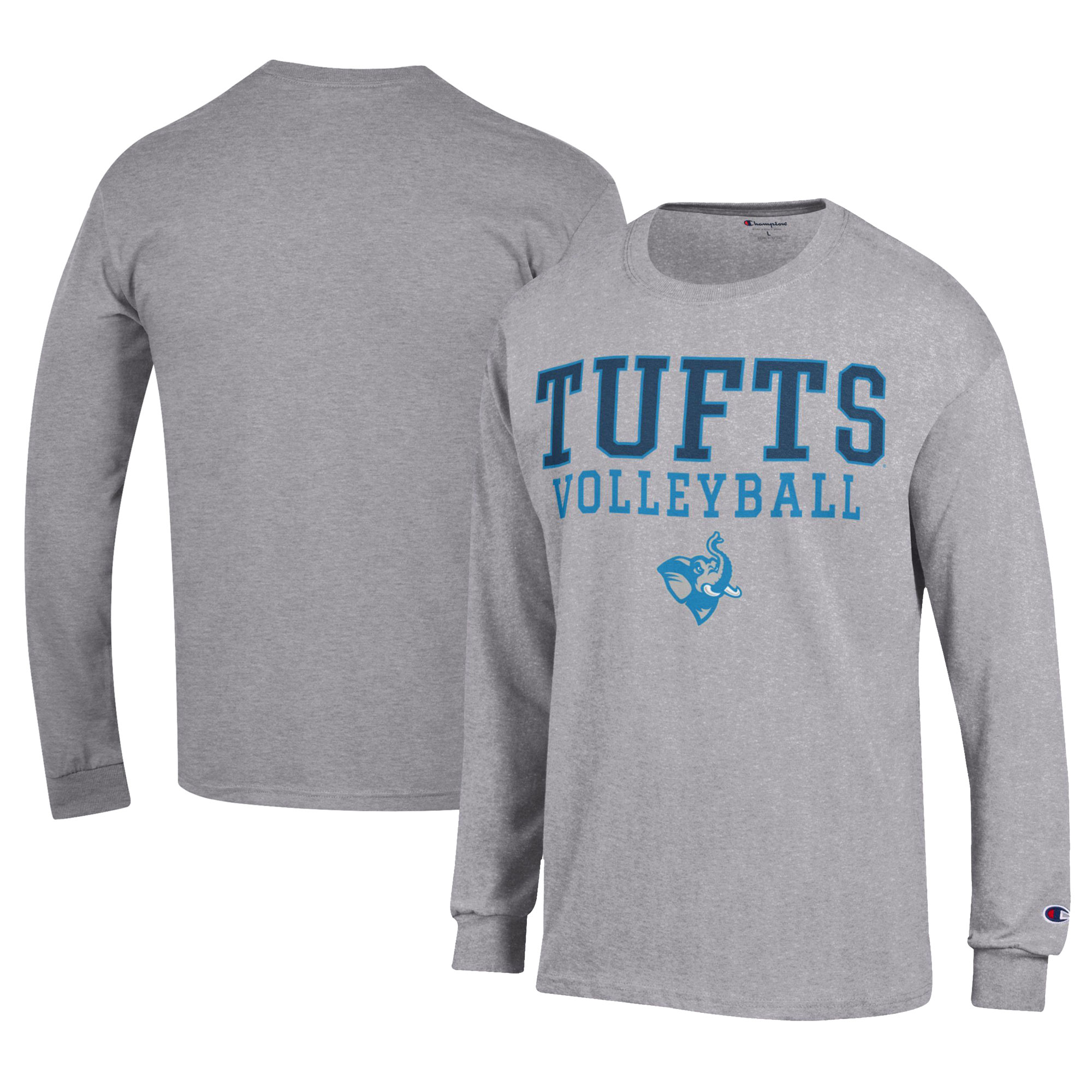 Men's Champion Gray Tufts University Jumbos Stacked Logo Volleyball Jersey Long Sleeve T-Shirt - Image 5