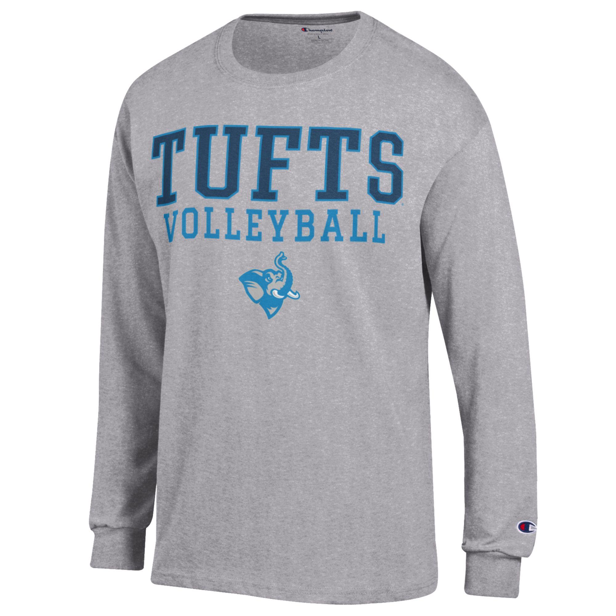 Men's Champion Gray Tufts University Jumbos Stacked Logo Volleyball Jersey Long Sleeve T-Shirt - Image 6