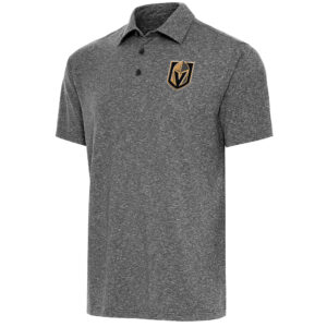 Men's Antigua  Heather Black Vegas Golden Knights Par Polo