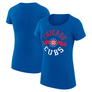 Women's G-III 4Her by Carl Banks Royal Chicago Cubs City Graphic Fitted T-Shirt