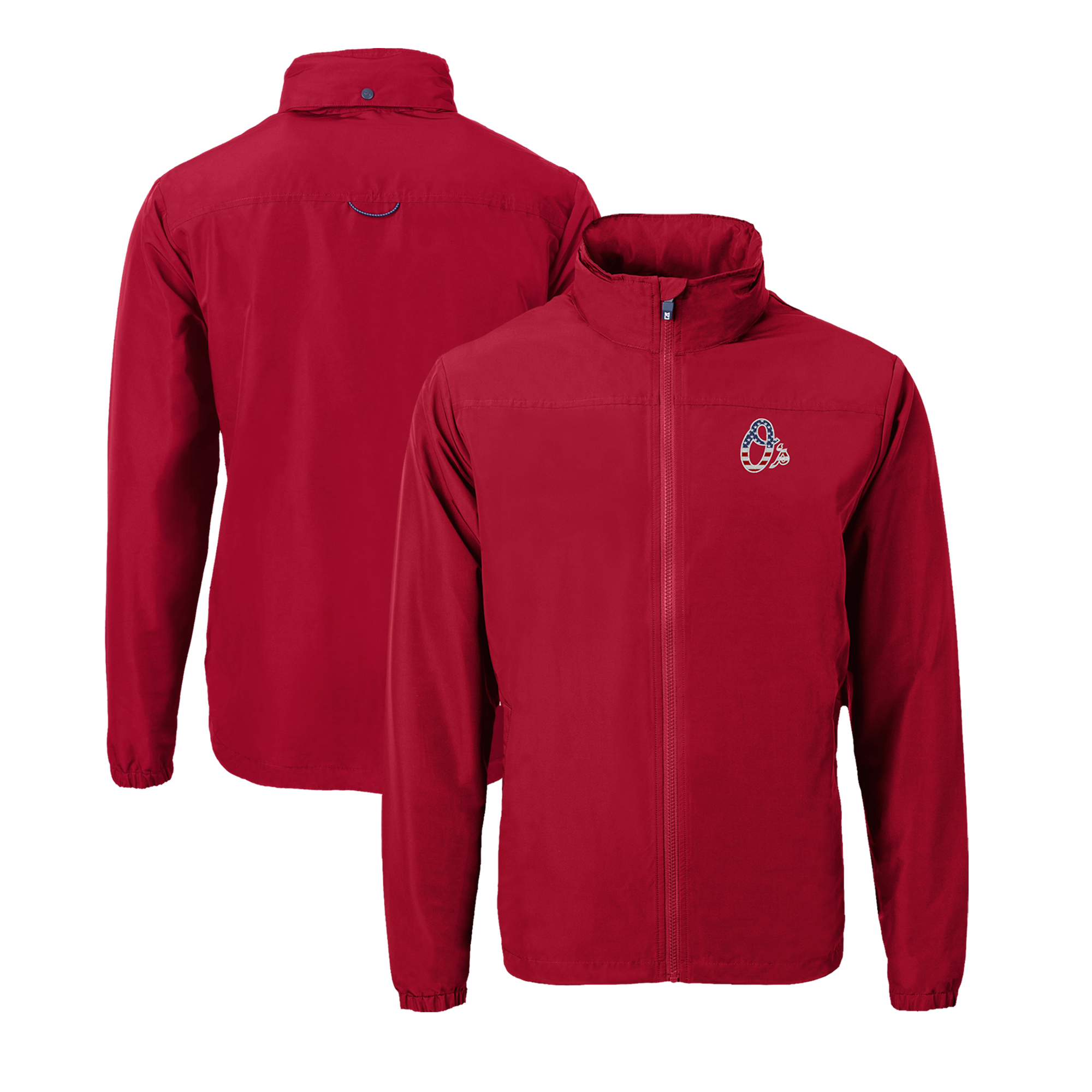 Men's Cutter & Buck Red Baltimore Orioles Stars & Stripes Charter Eco Recycled Full-Zip Jacket - Image 2
