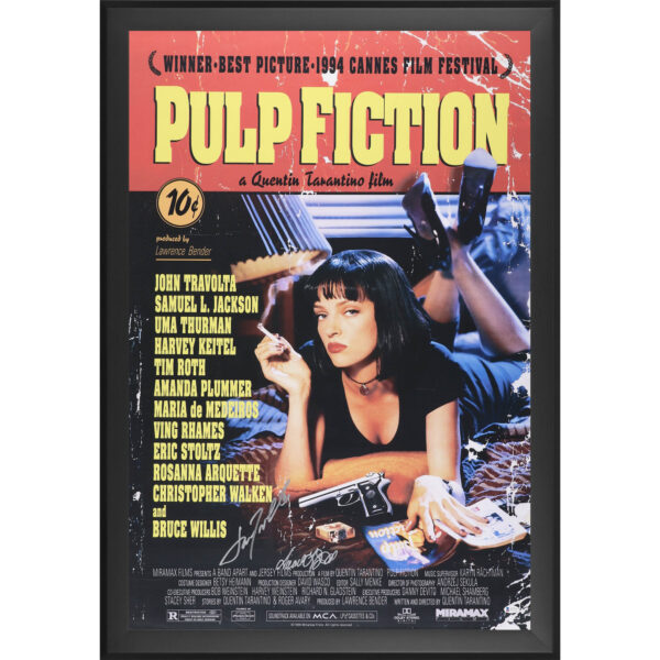 Samuel L. Jackson & John Travolta Pulp Fiction Autographed Framed 27" x 40" Movie Poster
