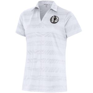 Women's Antigua  White Dallas Mavericks Brushed Metallic Compass Polo