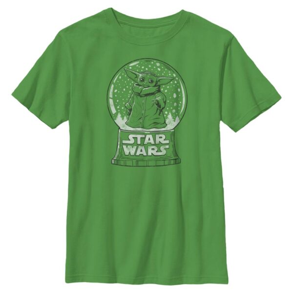 Youth Mad Engine Grogu Kelly Green The Mandalorian Snow Globe Graphic T-Shirt