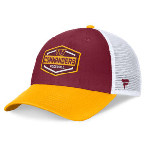 Men's Fanatics Burgundy/Gold Washington Commanders Bench Trucker Adjustable Hat