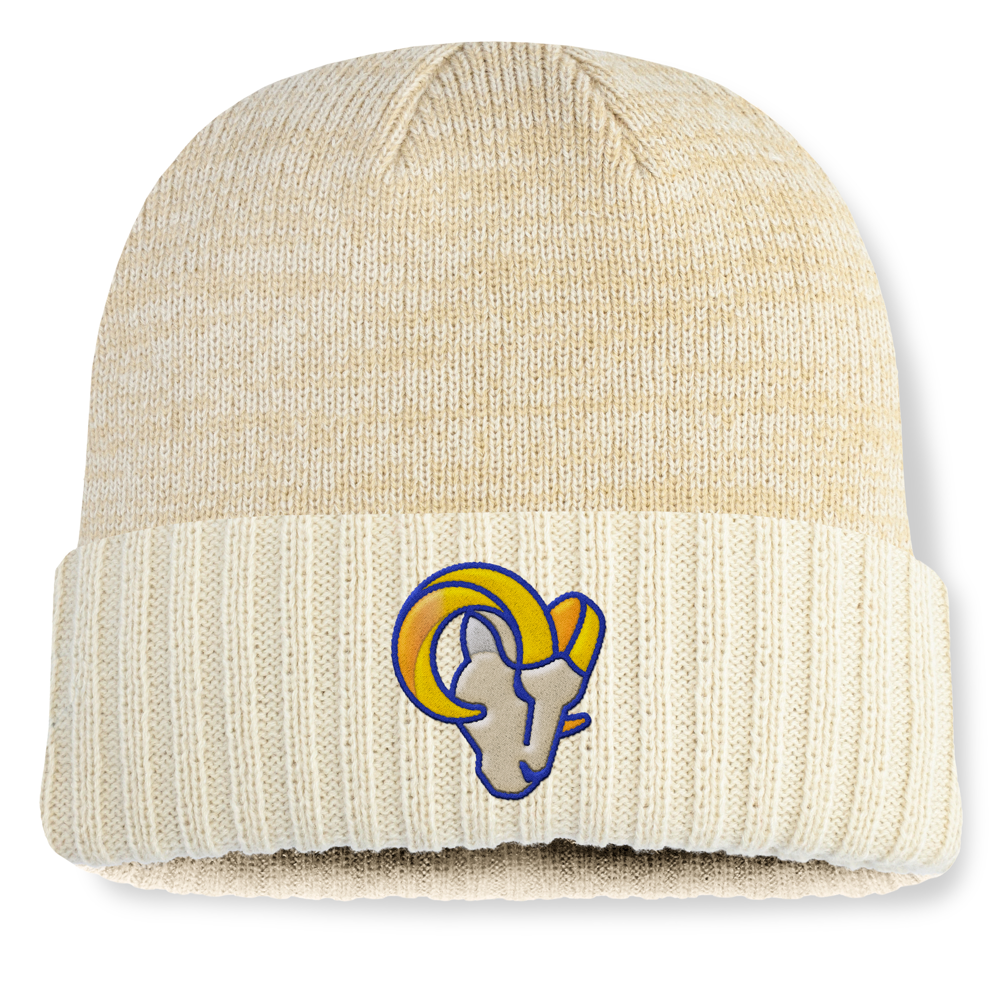 Men's Fanatics Cream Los Angeles Rams Block Cuffed Knit Hat
