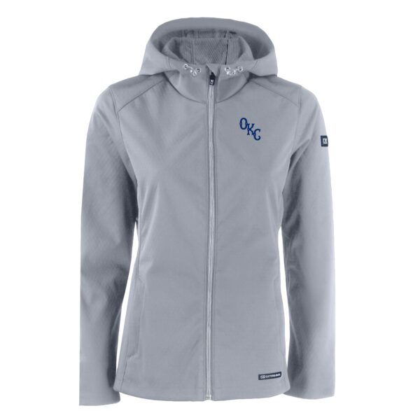 Women's Cutter & Buck  Gray Oklahoma City Baseball Club Evoke Eco Softshell Recycled Full-Zip Jacket - Image 6