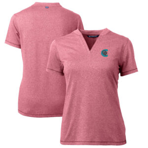 Women's Cutter & Buck  Heather Red Charlotte Knights Forge DryTec Heathered Stretch Blade Top