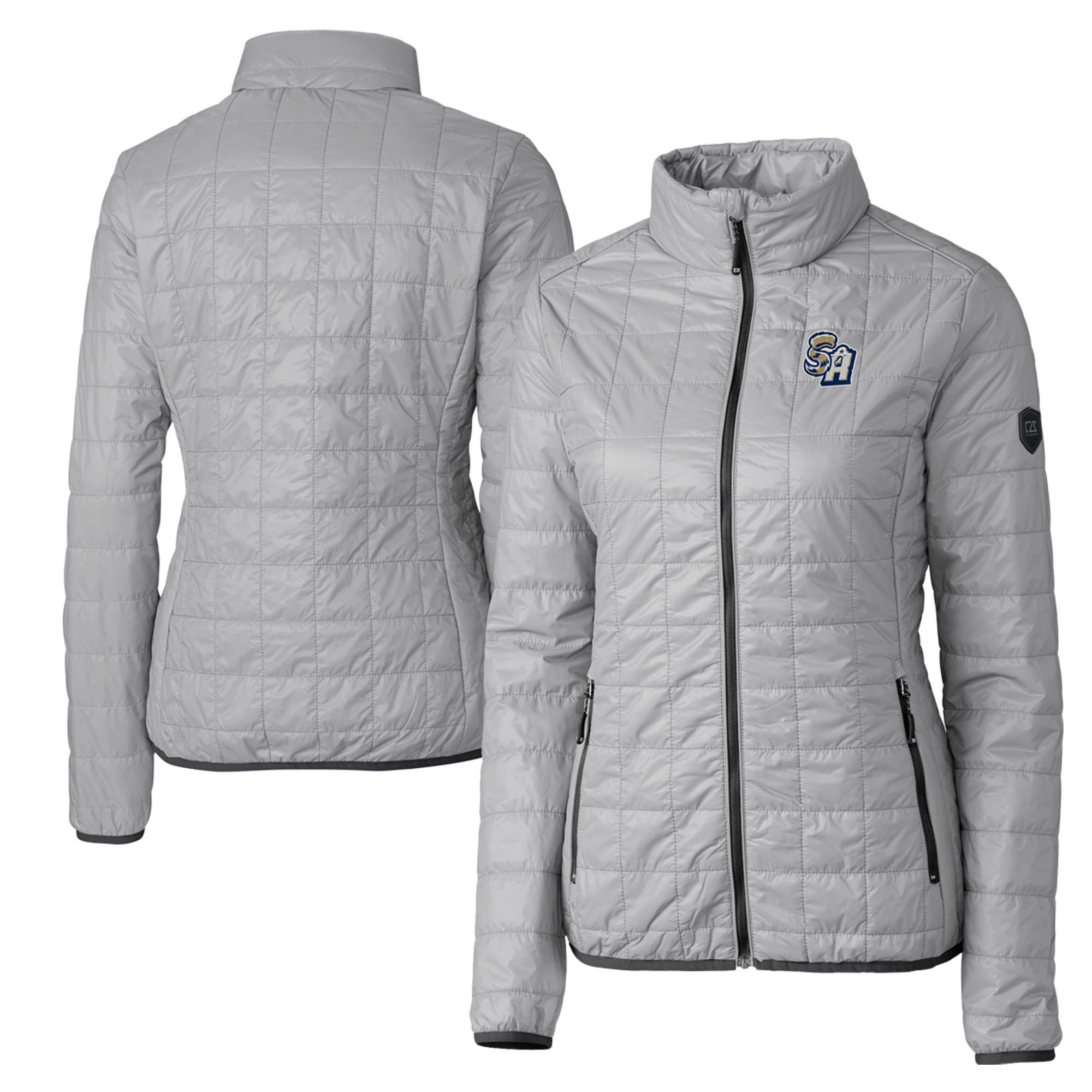 Women's Cutter & Buck Gray San Antonio Missions Rainier Primaloft Eco Full-Zip Jacket