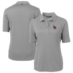 Women's Cutter & Buck Gray Louisville Bats Virtue DryTec Eco Pique Recycled Polo