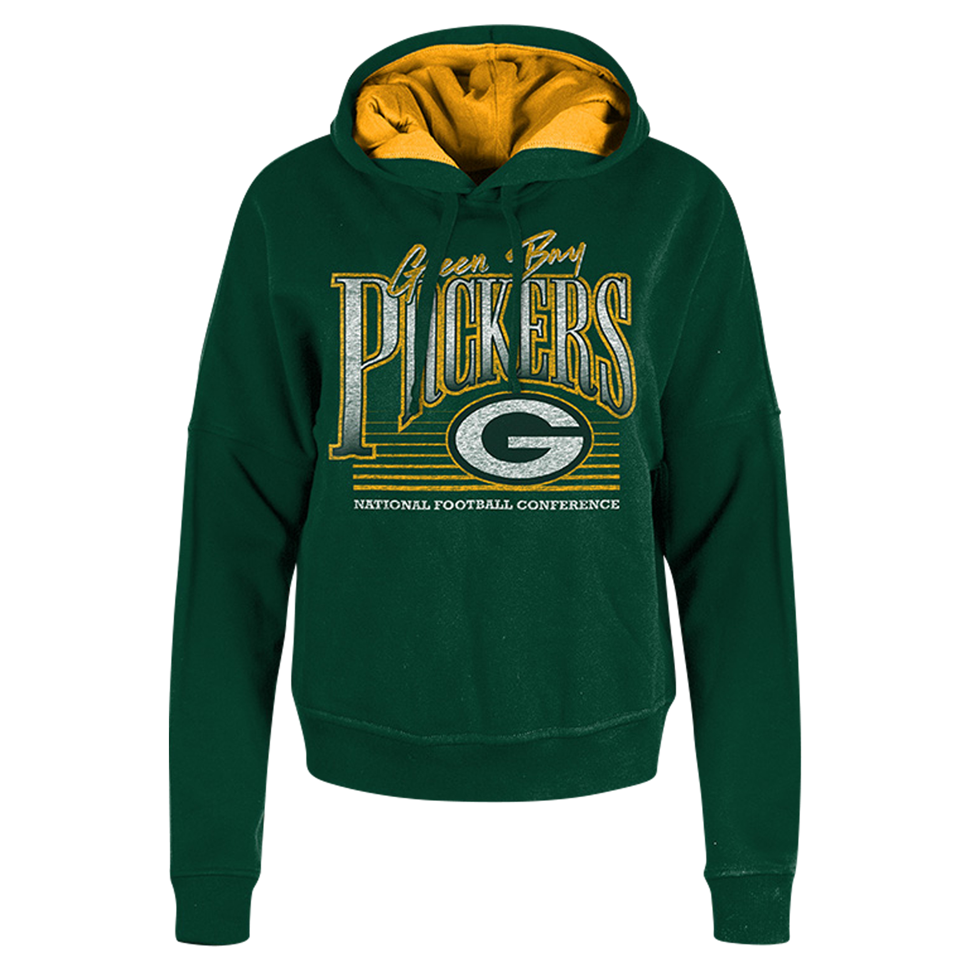 Women's New Era Green Green Bay Packers Boxy Pullover Hoodie - Image 5