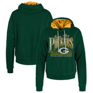 Women's New Era Green Green Bay Packers Boxy Pullover Hoodie