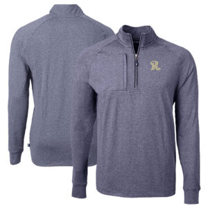 Men's Cutter & Buck  Heather Navy Frisco RoughRiders Adapt Eco Knit Heather Big & Tall Quarter-Zip Pullover Top