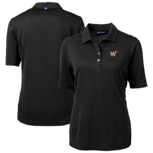 Women's Cutter & Buck Black Washington Nationals City Connect Virtue Eco Pique Recycled Polo