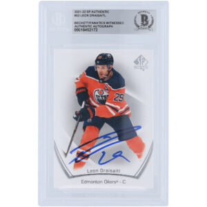 Leon Draisaitl Edmonton Oilers Autographed 2021-22 Upper Deck SP Authentic #52 Beckett Fanatics Witnessed Authenticated Card