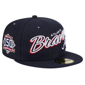 Men's New Era Navy Atlanta Braves Script Sided 59FIFTY Fitted Hat