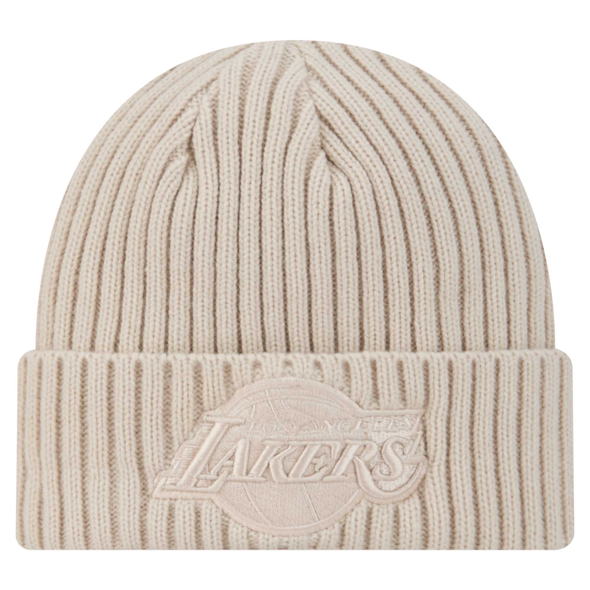 Men's New Era Cream Los Angeles Lakers Color Pack Cuffed Knit Hat