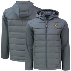 Men's Cutter & Buck Gray Jacksonville Jaguars  Big & Tall Evoke Hybrid Eco Softshell Recycled Full-Zip Hooded Jacket