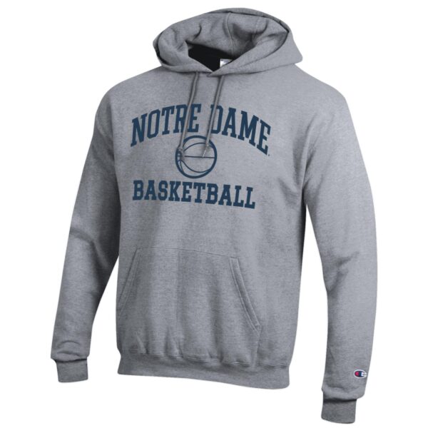 Men's Champion Heather Gray Notre Dame Fighting Irish Basketball Icon Pullover Hoodie - Image 6