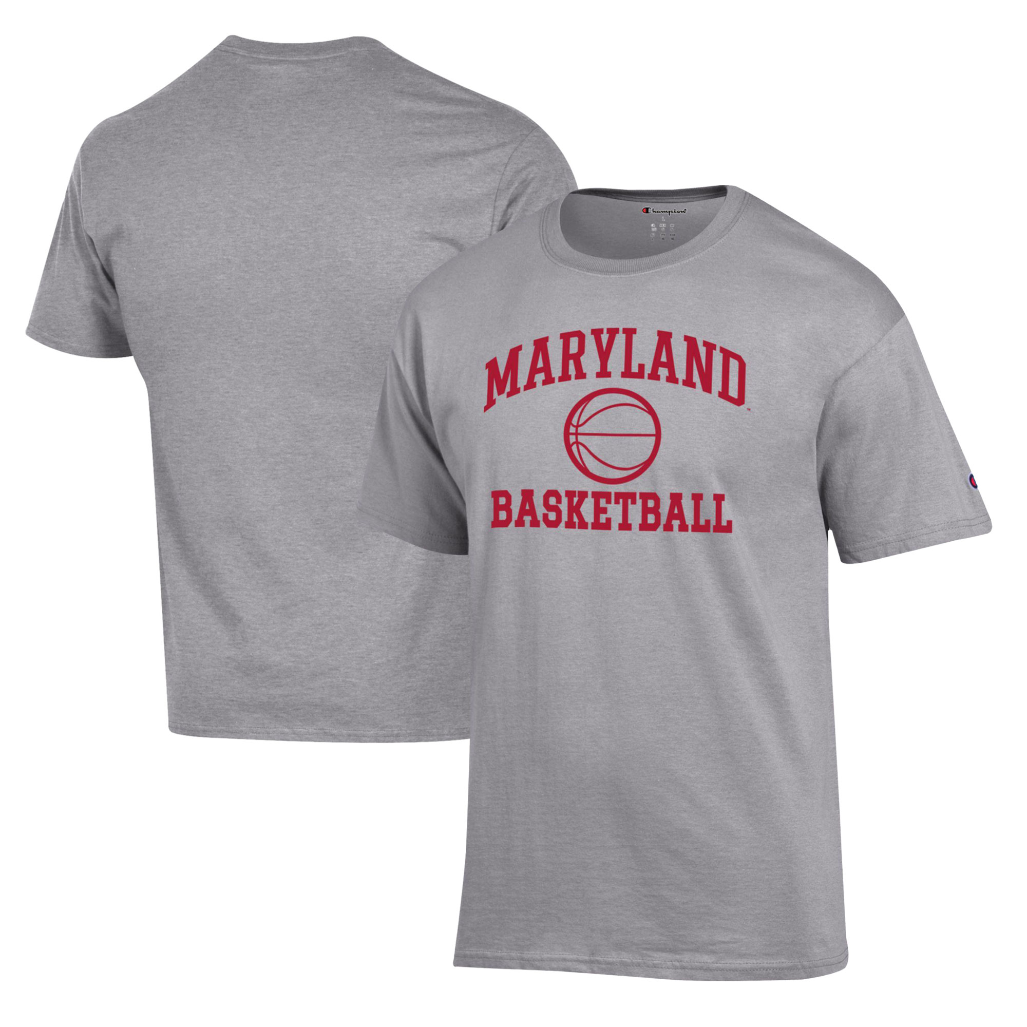 Men's Champion Heather Gray Maryland Terrapins Basketball Icon T-Shirt - Image 8