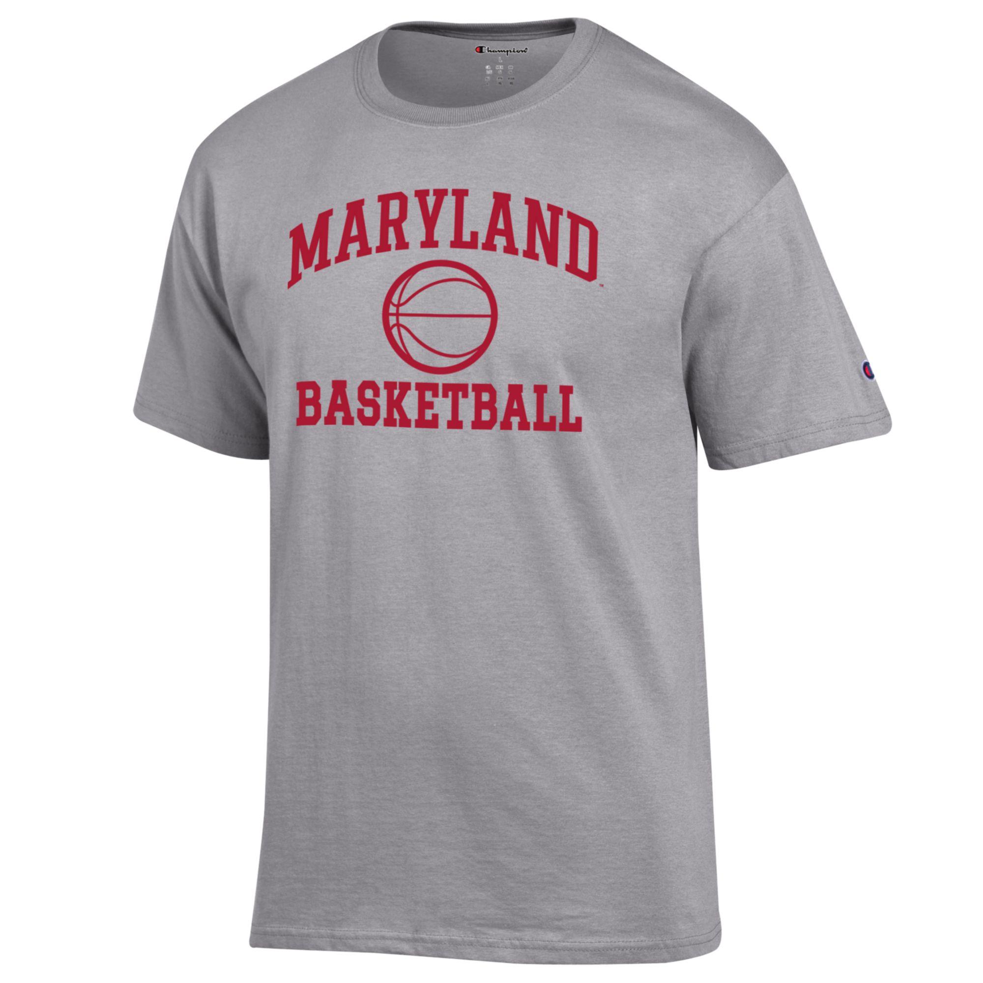 Men's Champion Heather Gray Maryland Terrapins Basketball Icon T-Shirt - Image 6