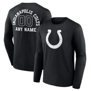 Men's  Black Indianapolis Colts Personalized Name & Number Monochrome Long Sleeve T-Shirt