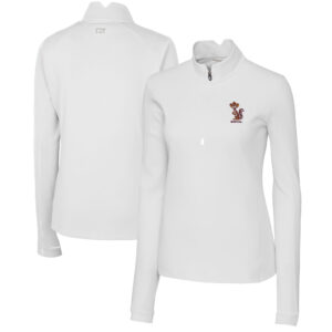 Women's Cutter & Buck White Minnesota Golden Gophers Vault DryTec Traverse Stretch Quarter-Zip Top