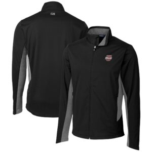 Men's Cutter & Buck  Black UMass Minutemen Navigate Softshell Full-Zip Jacket