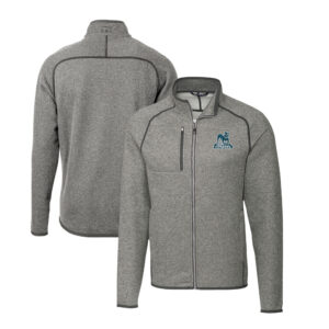 Men's Cutter & Buck Heather Gray Citadel Bulldogs Big & Tall Mainsail Sweater-Knit Full-Zip Jacket