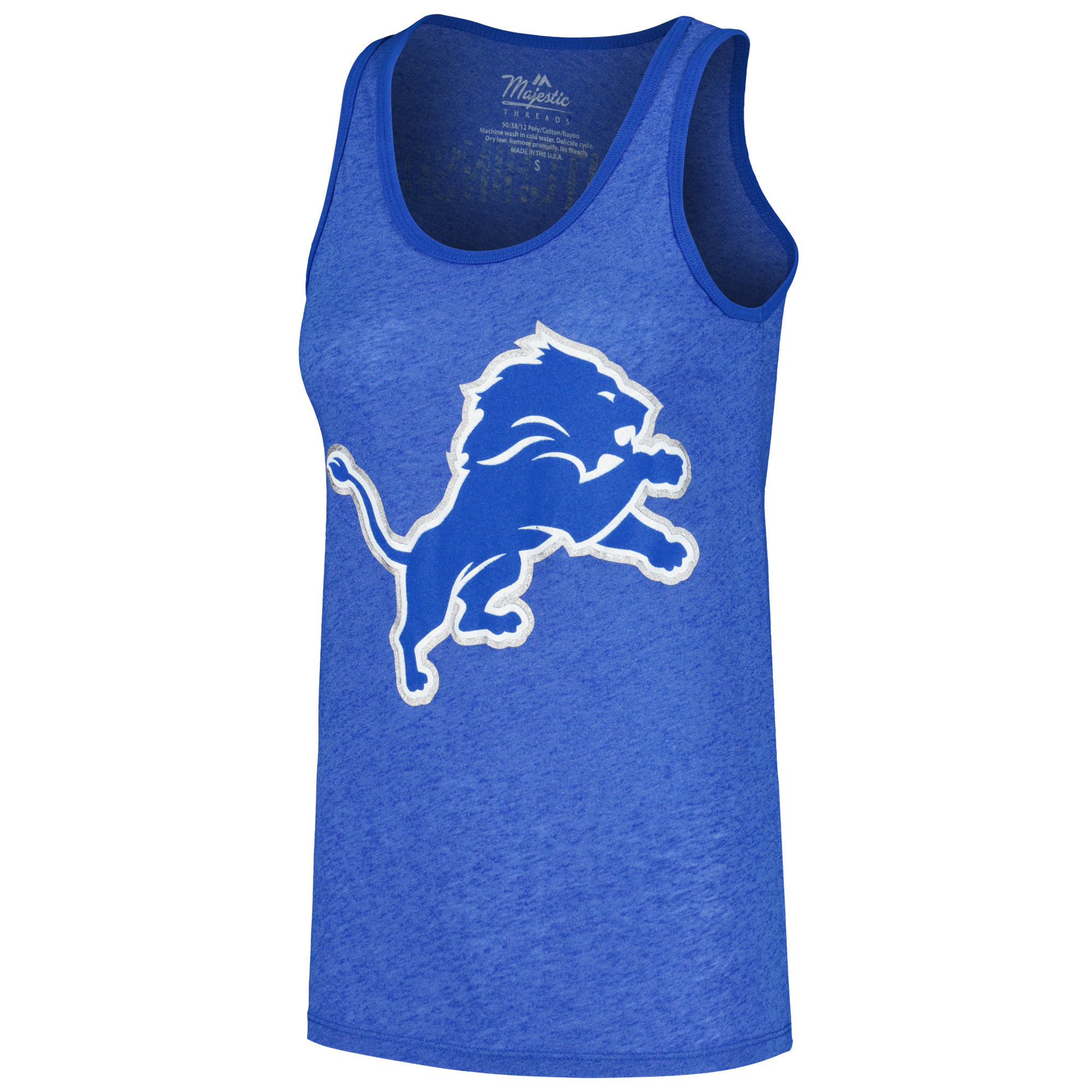 Women's Majestic Threads Aidan Hutchinson Heather Blue Detroit Lions Name & Number Tri-Blend Tank Top - Image 3