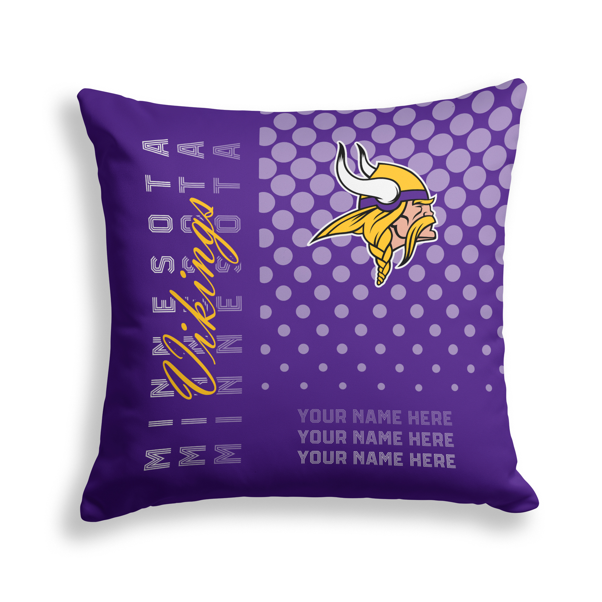Pegasus Minnesota Vikings 18" x 18" Script Dot Fade Personalized Decor Pillow