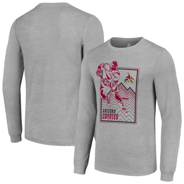 Men's Starter Heather Gray Arizona Coyotes Player Grid Long Sleeve T-Shirt - Image 2