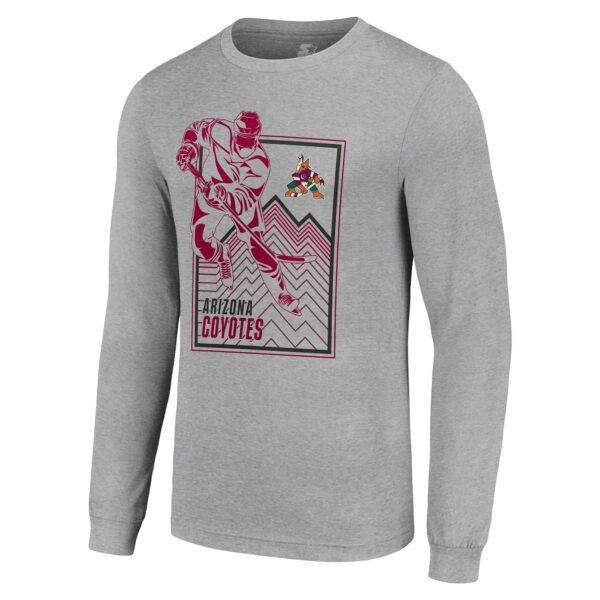 Men's Starter Heather Gray Arizona Coyotes Player Grid Long Sleeve T-Shirt - Image 6