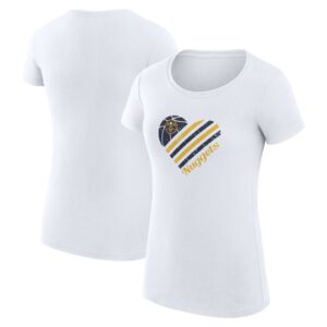 Women's G-III 4Her by Carl Banks  White Denver Nuggets  Heart T-Shirt