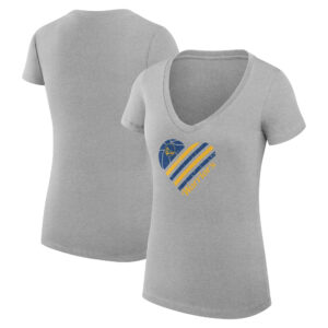 Women's G-III 4Her by Carl Banks  Heather Gray Golden State Warriors  Heart V-Neck T-Shirt