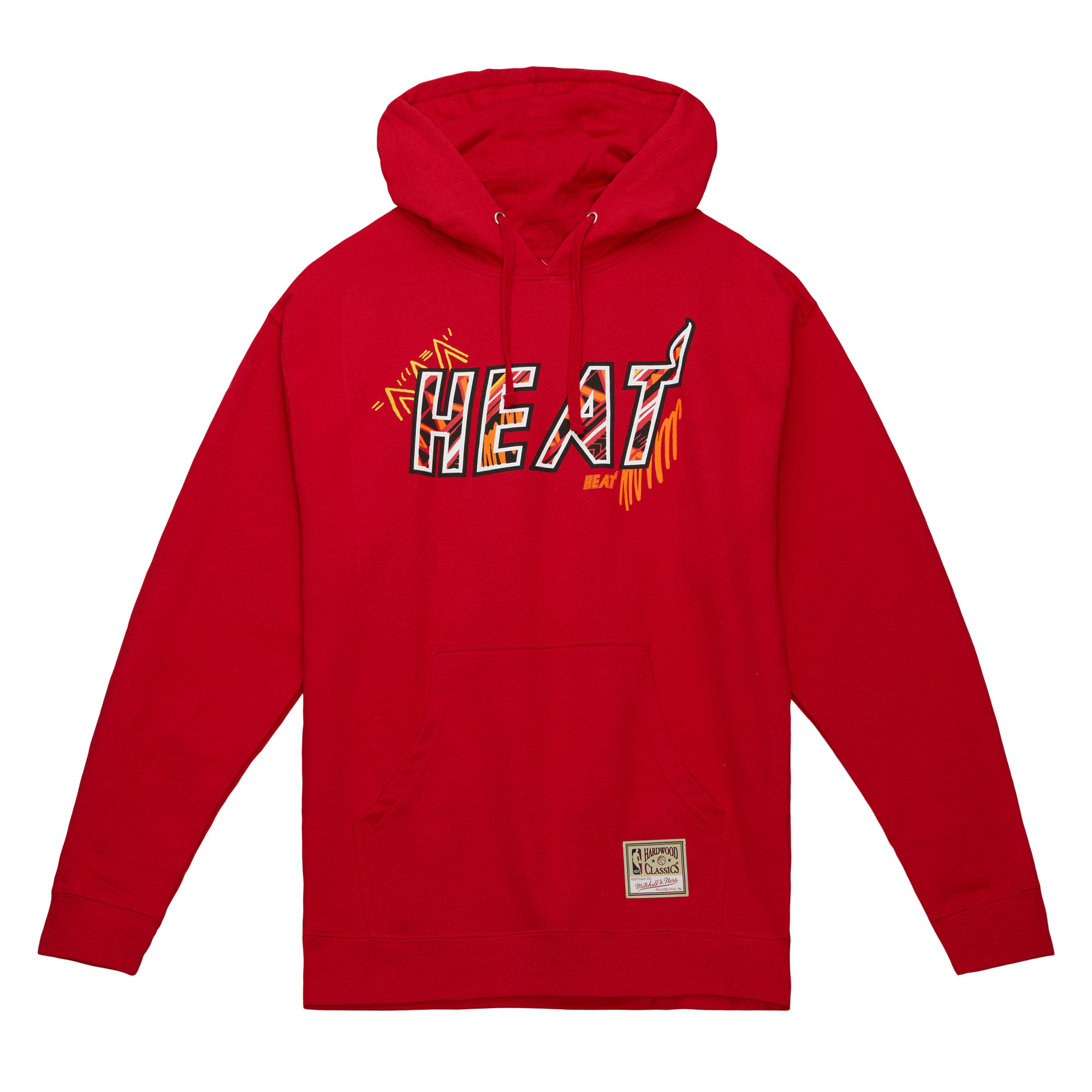 Men's Mitchell & Ness Red Miami Heat Hardwood Classics Game Day Pattern Pullover Hoodie - Image 3