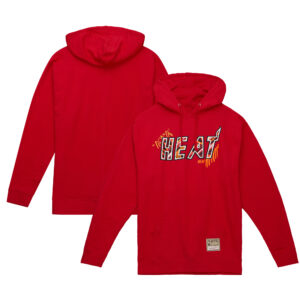 Men's Mitchell & Ness  Red Miami Heat Hardwood Classics Game Day Pattern Pullover Hoodie