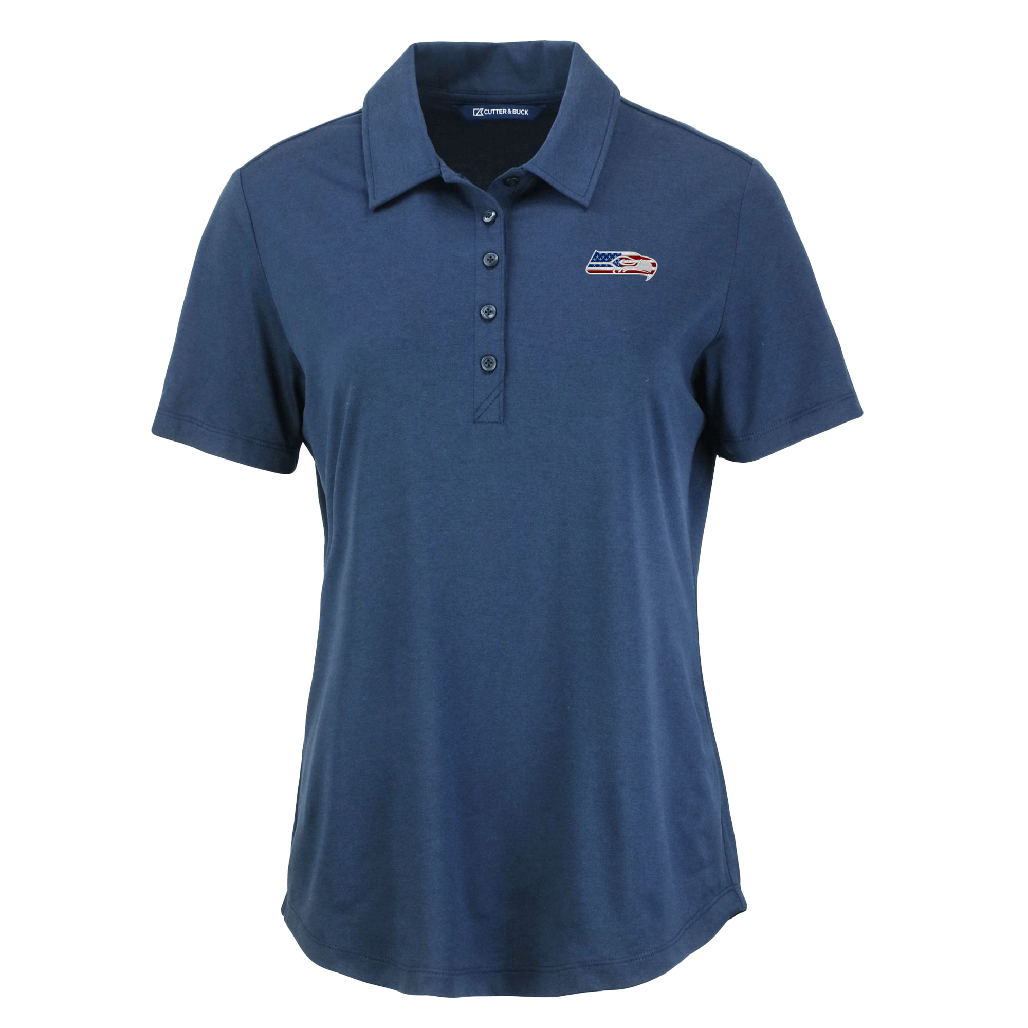 Women's Cutter & Buck College Navy Seattle Seahawks Americana Coastline Epic Comfort Eco Recycled Polo - Image 3