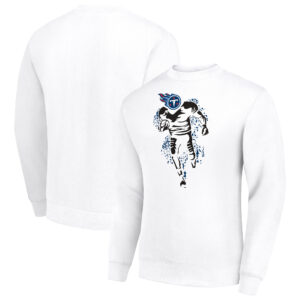 Men's Starter White Tennessee Titans Logoface Team Graphic Tri-Blend Fleece Pullover Sweatshirt