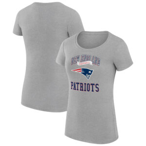 Women's G-III 4Her by Carl Banks Heather Gray New England Patriots Team Logo Graphic Fitted T-Shirt