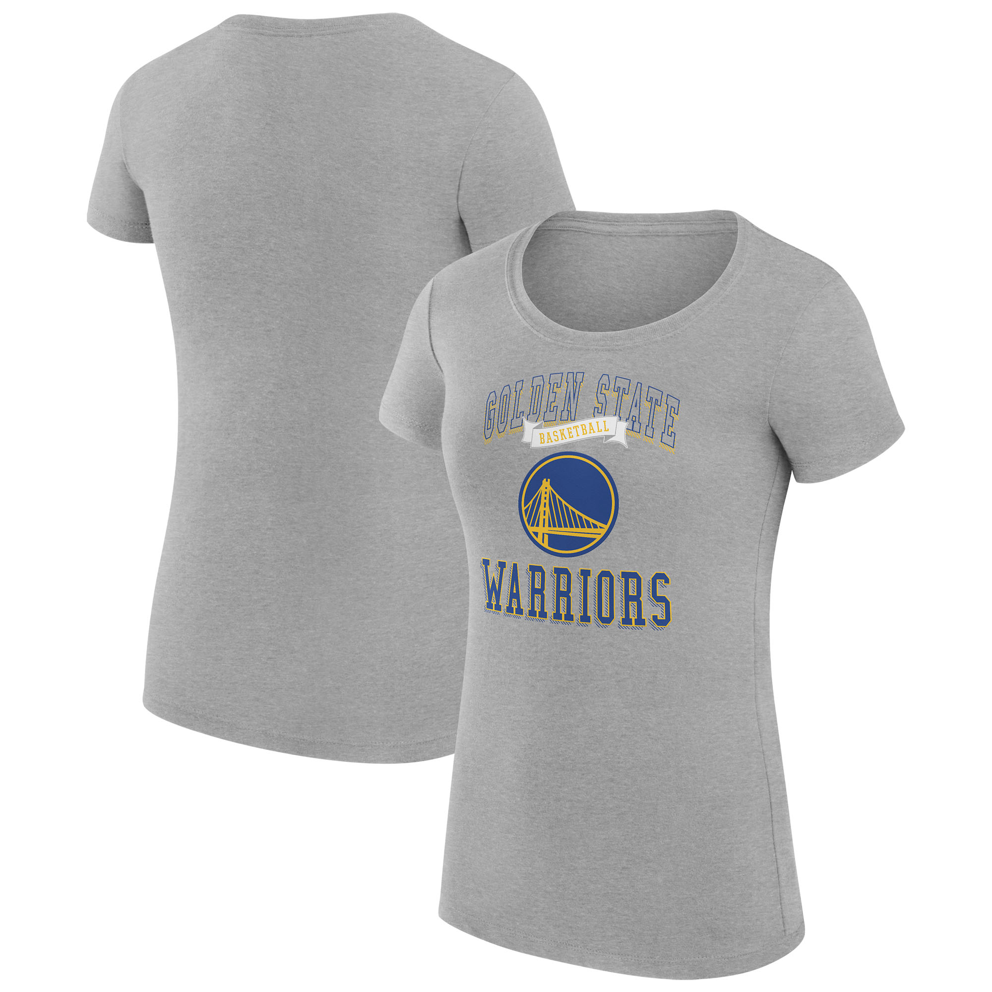Women's G-III 4Her by Carl Banks Heather Gray Golden State Warriors Team Logo Fitted T-Shirt